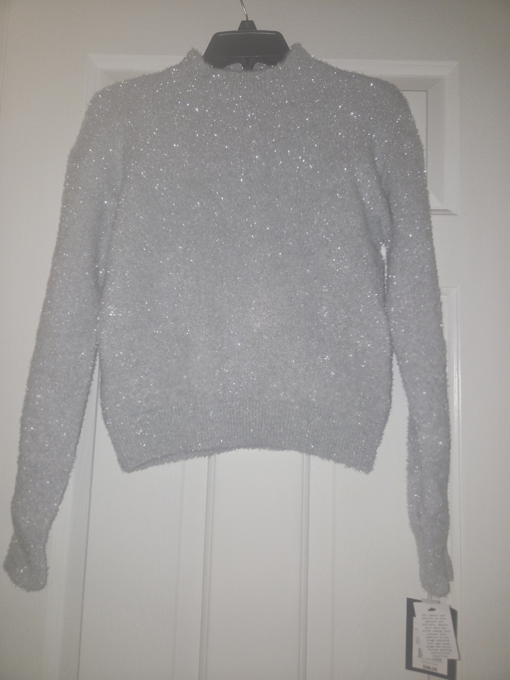 Art Class Sweater Cozy Sparkle Mock Neck Sweater - Silver Girls XL (14-16)